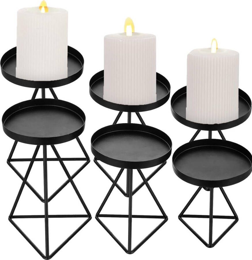 Set van 6 kaarsenhouders zwarte kaarsenhouders metaal ijzeren decoratieve kaarsenhouders voor slaapkamer bruiloft eettafel keuken romantisch cadeau