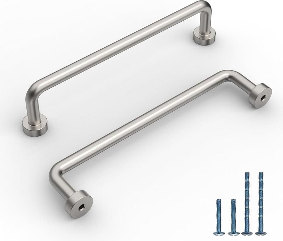 Luvetrex Set van 6 Keukenkast Handgrepen in Geborsteld Nikkel met 96 mm Gatafstand