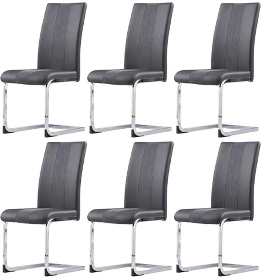 Set van 6 Kunstlederen Schommelstoelen met Hoge Rugleuning en Metalen Frame