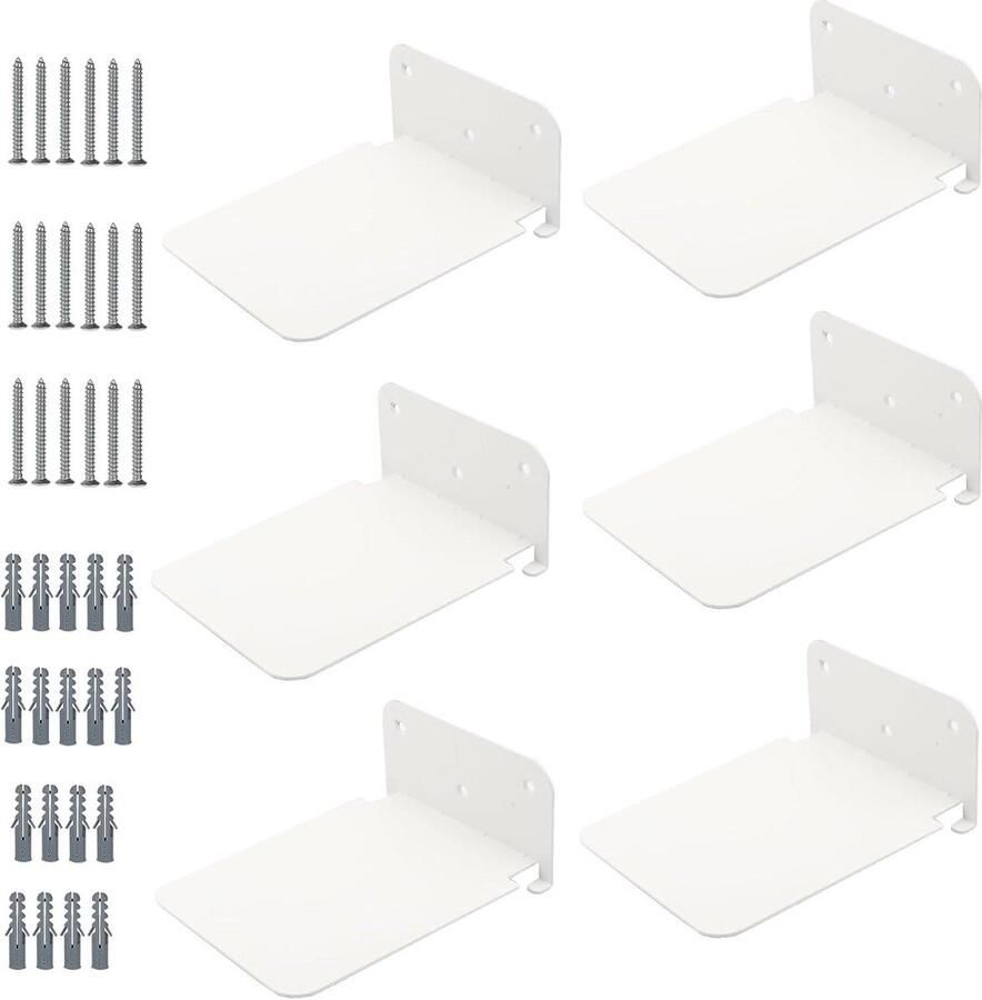 Set van 6 metalen zwevende wandplanken voor slaapkamer woonkamer onzichtbare wandplanken voor kantoor keuken