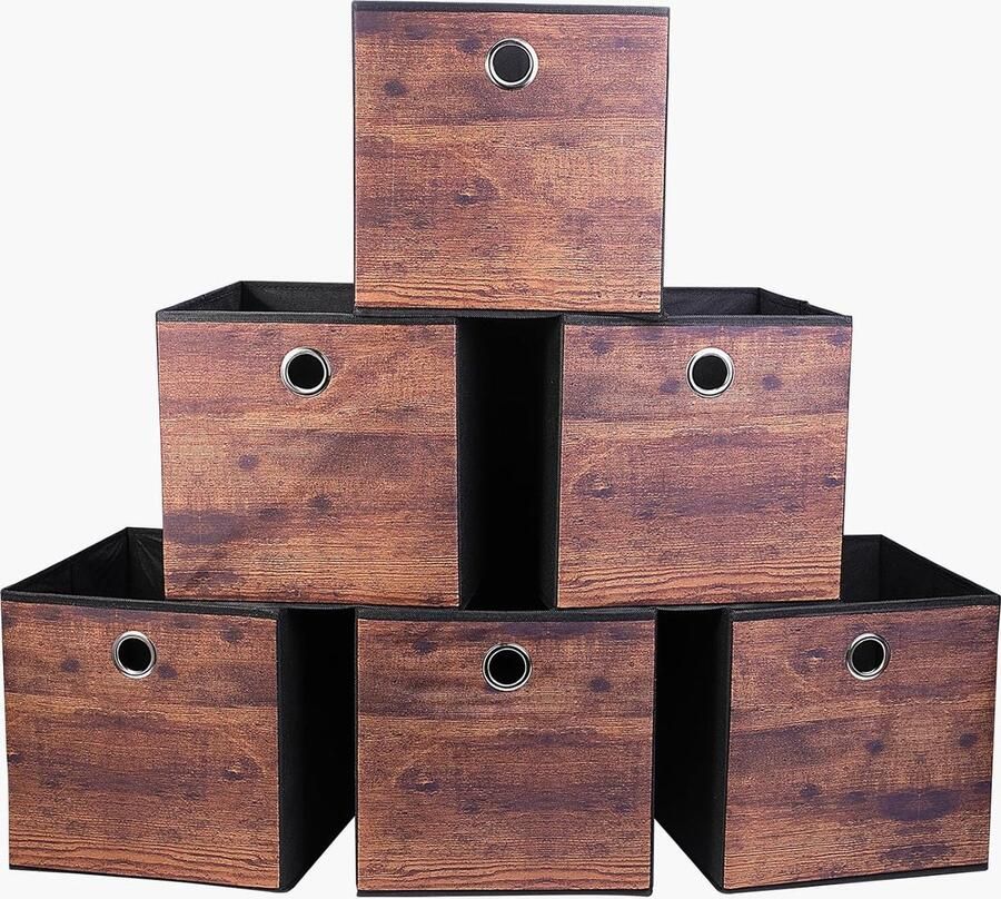 Set van 6 Opvouwbare Opslagdozen 30 x 30 x 30 cm voor Kallax Planken