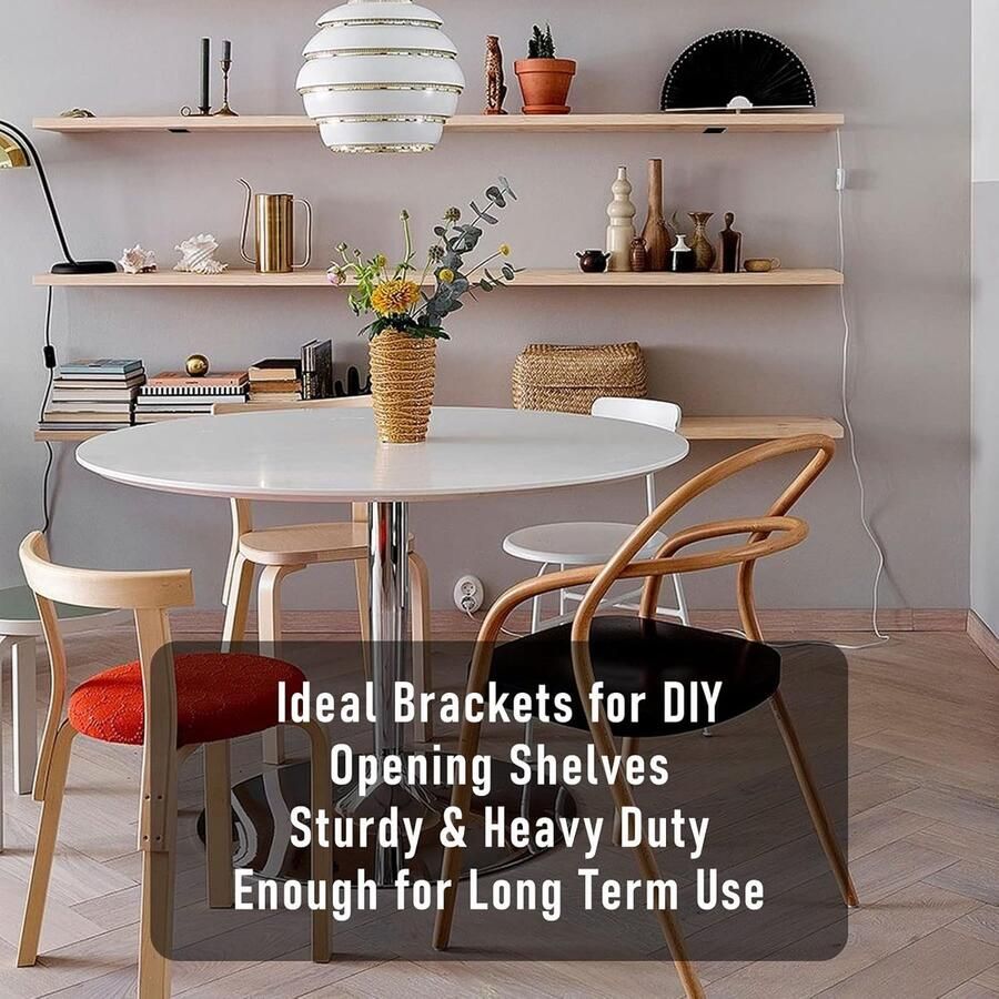 Set van 6 plankbeugels zware ondersteuning 90 graden wandhoekplankbeugel zwarte zwevende plankbeugel haakse hoekbeugel met schroeven voor L-vormige hoekplank zwart