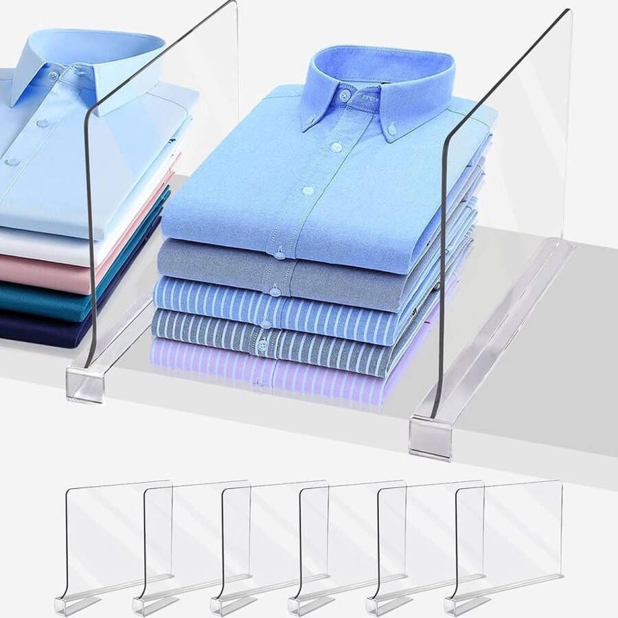 Set van 6 plankverdelers transparant acryl plankverdelers multifunctionele plankverdelers verstelbare plankverdelers voor opslag houten kast slaapkamer