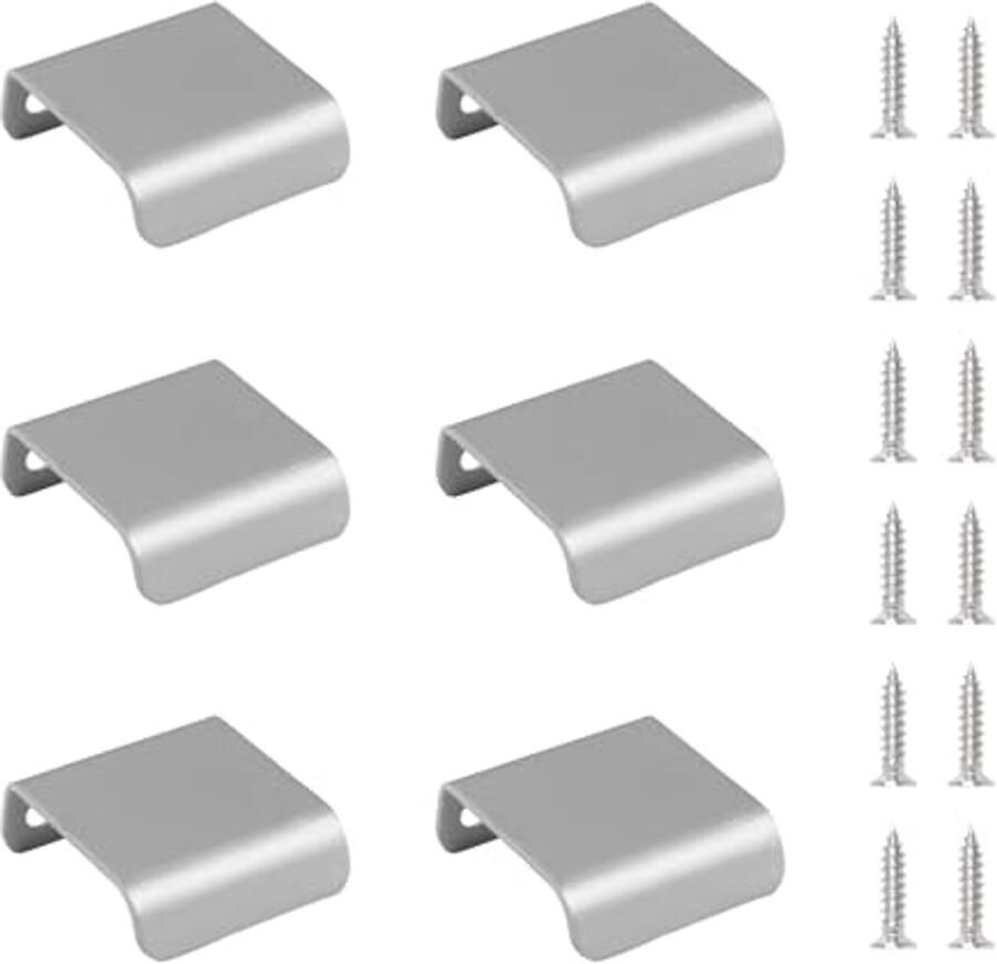 Set van 6 roestvrijstalen onzichtbare kasthandgrepen voor laden en kasten