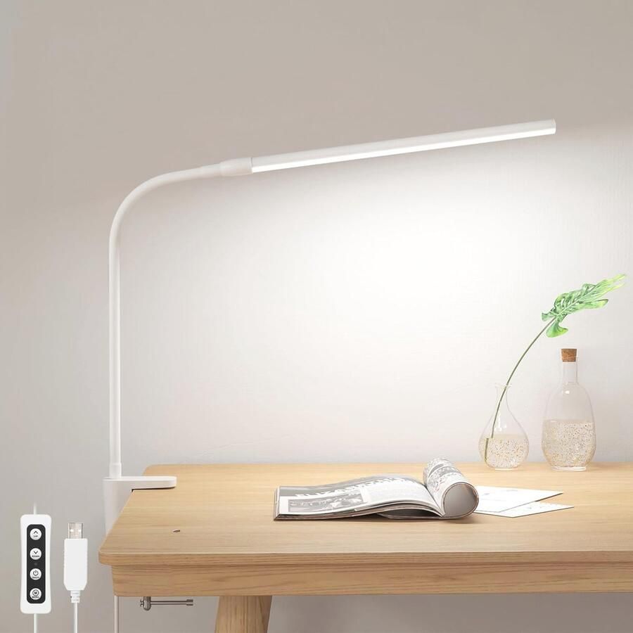 Flexibele Led Bureaulamp met Klem 360 Graden Verstelbaar Dimbaar met 3 Verlichtingsmodi Ideaal voor Kantoor en Studie