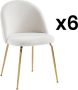 Vente-unique Set van 6 stoelen Bouclette stof en goud metaal Wit MELBOURNE Koop nu online L 50 cm x H 77 cm x D 55 cm - Thumbnail 2