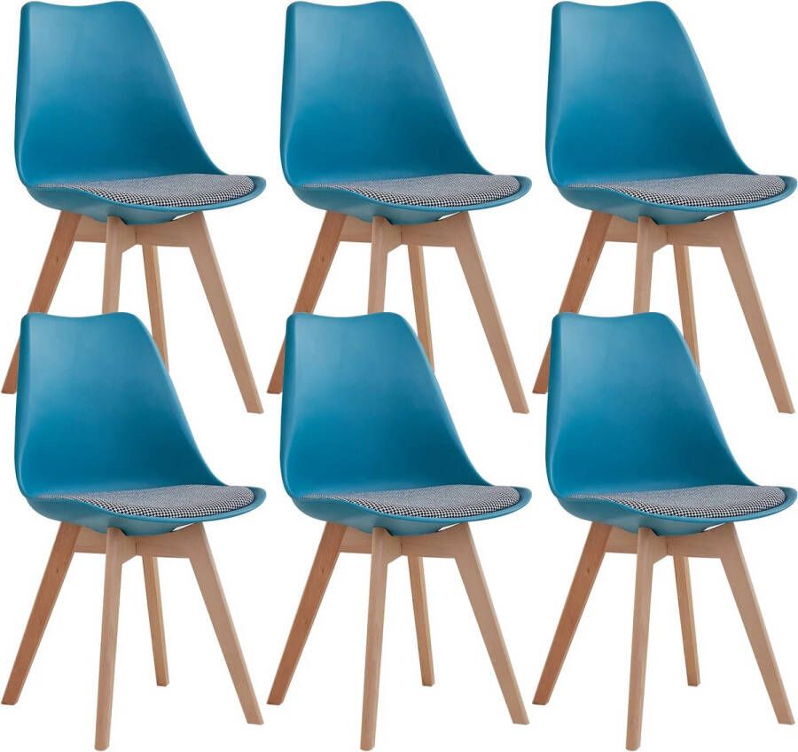 Set van 6 Stoelen Eetkamerstoel Eetkamerstoelen 6 stuks 6 stoelen Blauw