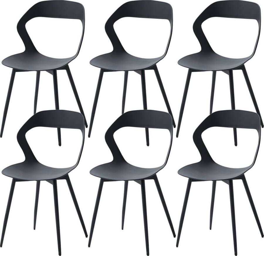 Set van 6 Stoelen Eetkamerstoel Eetkamerstoelen 6 stuks 6 stoelen Zwart