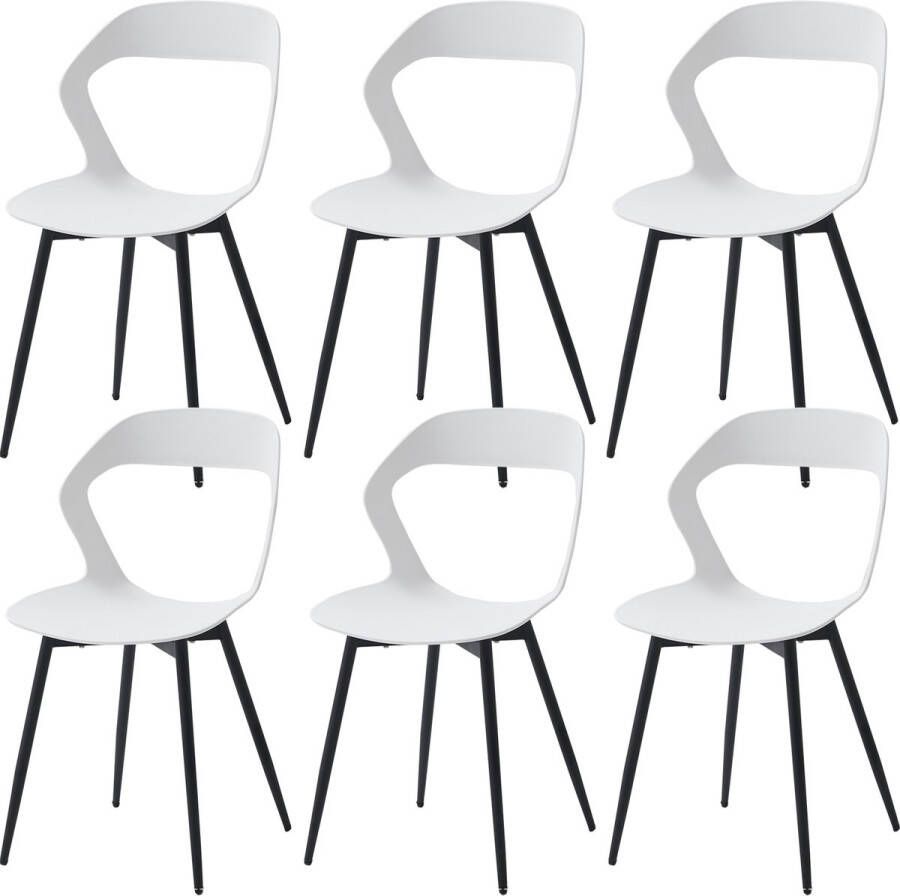 Set van 6 Stoelen Eetkamerstoel Eetkamerstoelen 6 stuks stoelen Wit