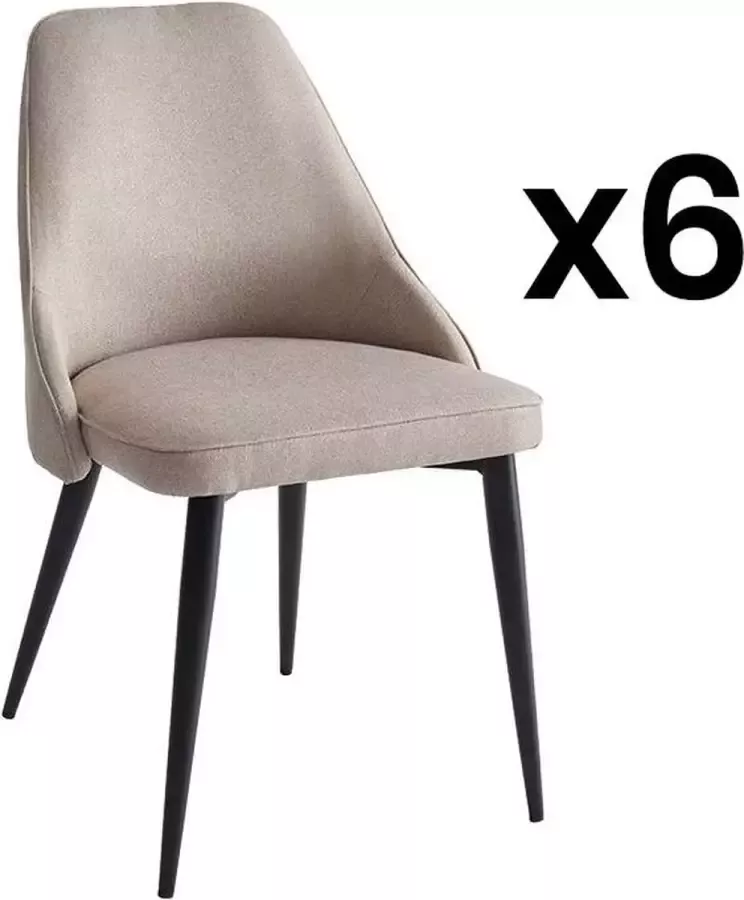 Vente-unique Set van 6 stoelen EZRA Stof en metaal Roomkleur L 53 cm x H 86 cm x D 59 cm - Foto 3