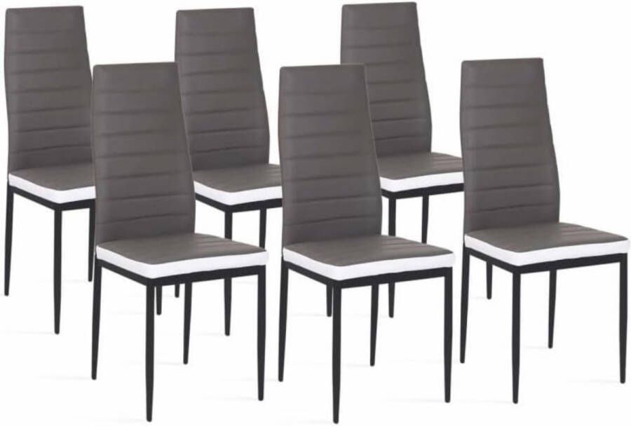 Set van 6 stoelen grijs witte hoofdband voor eetkamer