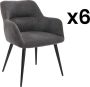Set van 6 stoelen HEKA Met armleuningen Stof en metaal Grijs L 59.5 cm x H 78 cm x D 61 cm - Thumbnail 2