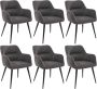 Set van 6 stoelen HEKA Met armleuningen Stof en metaal Grijs L 59.5 cm x H 78 cm x D 61 cm - Thumbnail 1