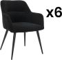 Set van 6 stoelen HEKA Met armleuningen Stof en metaal Zwart L 59.5 cm x H 78 cm x D 61 cm - Thumbnail 1