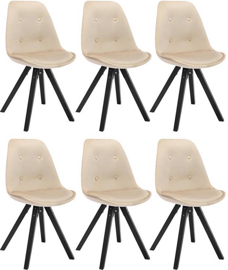 Set van 6 stoelen in scandinavische stijl ANEYA Fluweel & poten in Hevea Beige L 48.5 cm x H 85 cm x D 55 cm