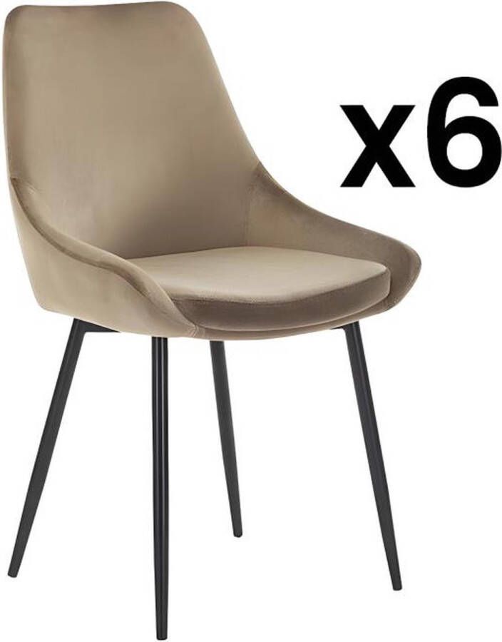 Set van 6 stoelen MASURIE Fluweel Taupe L 49 cm x H 85.5 cm x D 56 cm