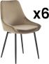 Vente-unique Set van 6 stoelen MASURIE Fluweel Taupe L 49 cm x H 85.5 cm x D 56 cm - Thumbnail 1