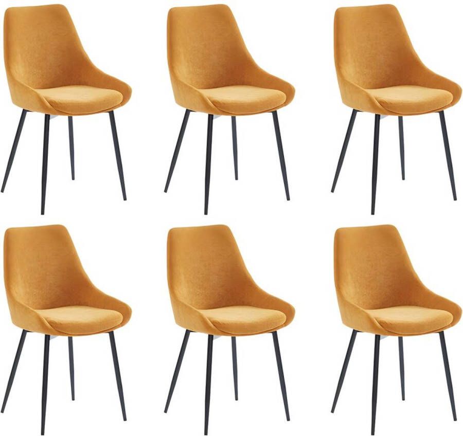 Set van 6 stoelen MASURIE Stof Geel L 49 cm x H 85.5 cm x D 56 cm