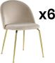 Vente-unique Set van 6 stoelen MELBOURNE Fluweel en goudkleurig metaal Beige L 50 cm x H 77 cm x D 55 cm - Thumbnail 2