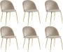 Vente-unique Set van 6 stoelen MELBOURNE Fluweel en goudkleurig metaal Beige L 50 cm x H 77 cm x D 55 cm - Thumbnail 1