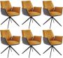 Set van 6 stoelen met armleuningen Stof en metaal Geel en antracietgrijs MARILA L 65 cm x H 82 cm x D 62 cm - Thumbnail 1