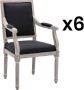 Set van 6 stoelen met armleuningen van stof en Hevea hout Zwart AMBOISETTE L 59 cm x H 101 cm x D 57.5 cm - Thumbnail 1