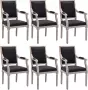 Set van 6 stoelen met armleuningen van stof en Hevea hout Zwart AMBOISETTE L 59 cm x H 101 cm x D 57.5 cm - Thumbnail 2