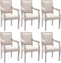 Set van 6 stoelen met armleuningen van stof en rubberhout Beige AMBOISETTE L 59 cm x H 101 cm x D 57.5 cm - Thumbnail 2