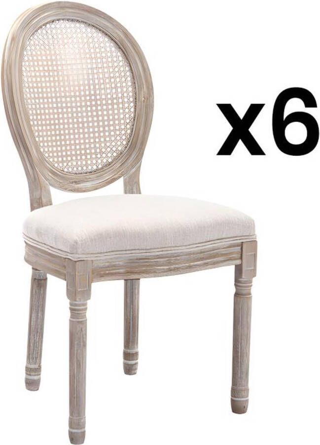 Vente-unique Set van 6 stoelen Riet stof en heveahout Beige ANTOINETTE L 49 cm x H 95 cm x D 57.5 cm - Foto 4