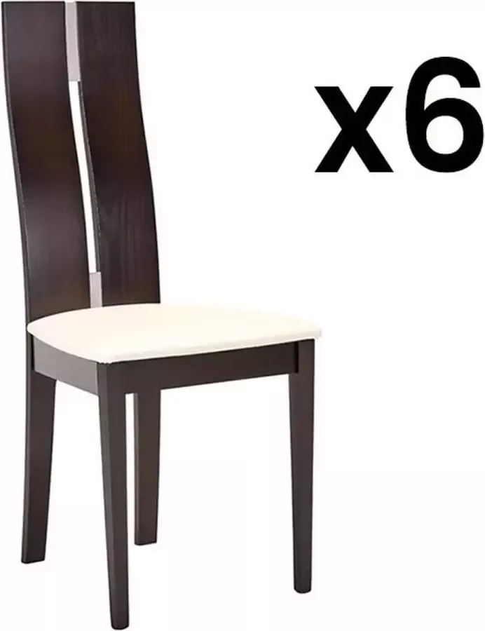 Vente-unique Set van 6 stoelen SALENA Massief beuken wengé L 44 cm x H 103 cm x D 50 cm - Foto 2