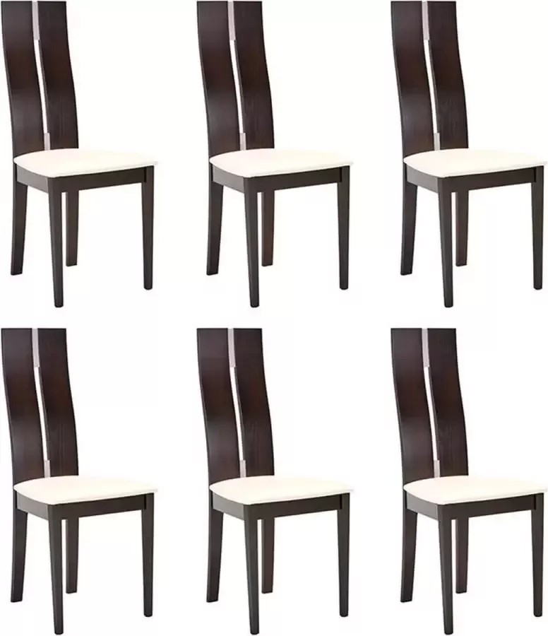 Vente-unique Set van 6 stoelen SALENA Massief beuken wengé L 44 cm x H 103 cm x D 50 cm