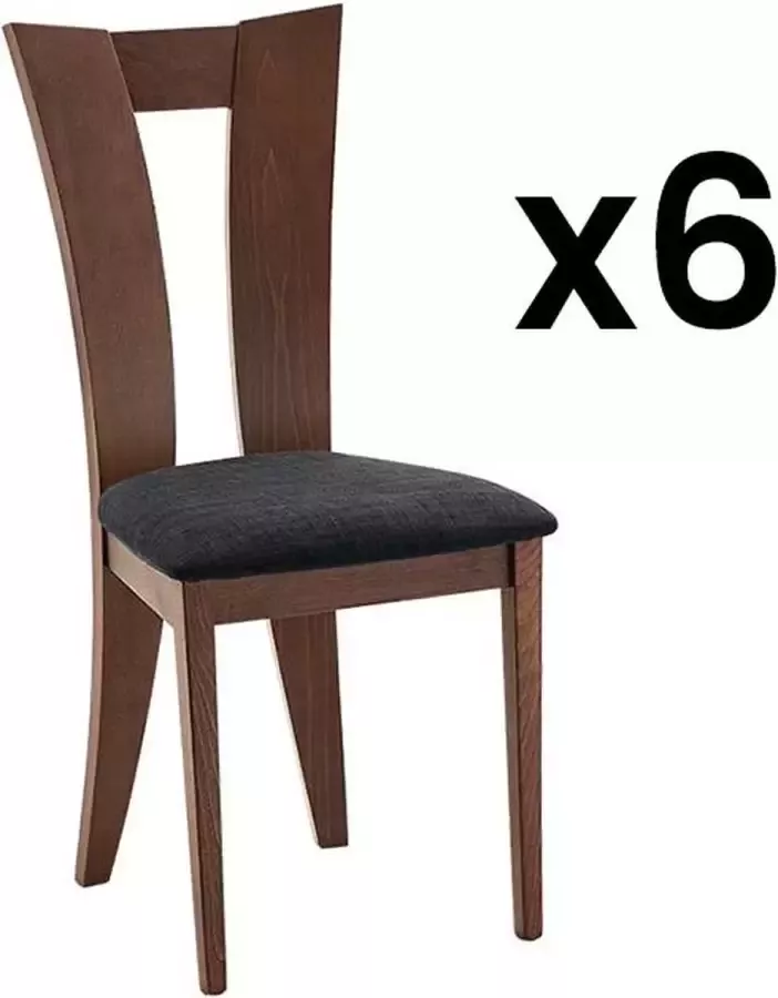 Vente-unique Set van 6 stoelen TIFFANY Massief beuken Kleuren : Noten en expresso L 46 cm x H 96 cm x D 53 cm - Foto 2