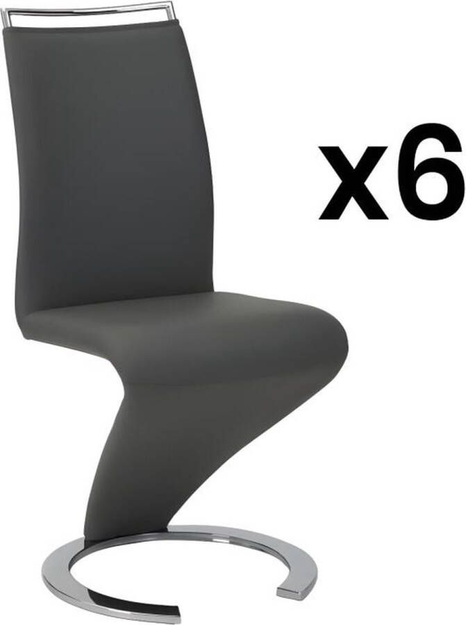 Vente-unique Set van 6 stoelen TWIZY Kunstleer zwart L 61 cm x H 100 cm x D 49 cm