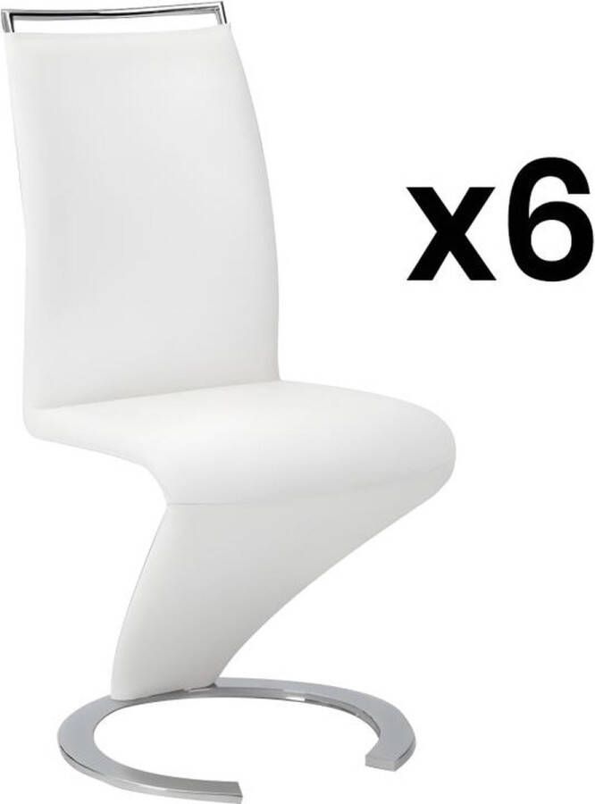 Vente-unique Set van 6 stoelen TWIZY Wit kunstleer L 61 cm x H 100 cm x D 49 cm