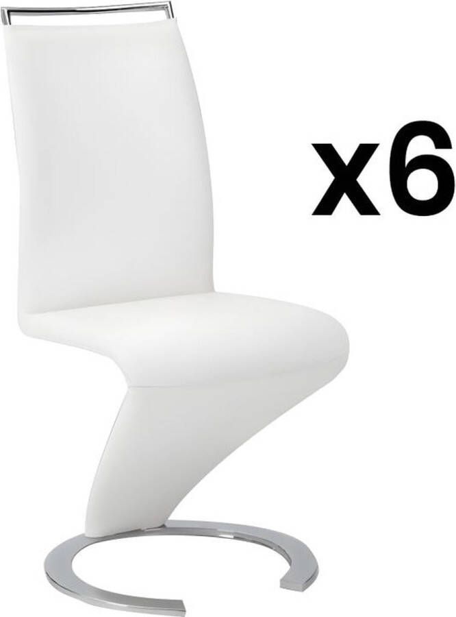 Set van 6 stoelen TWIZY Wit kunstleer L 61 cm x H 100 cm x D 49 cm