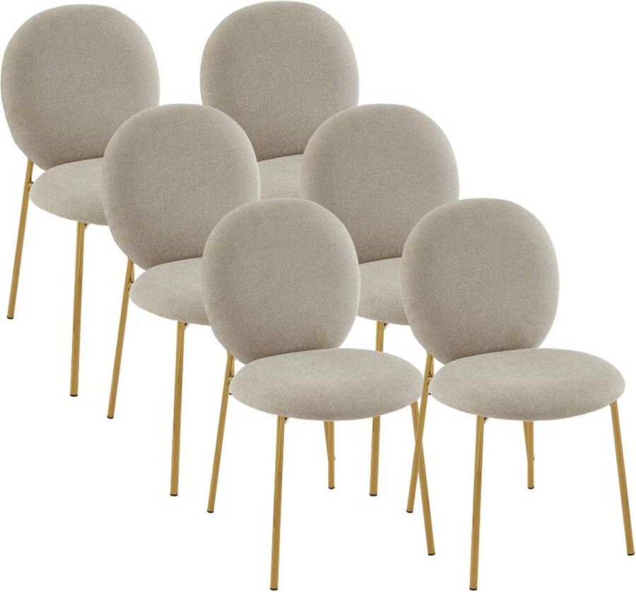 Vente-unique Set van 6 stoelen met stoffen bekleding en goudkleurig metaal – Beige – ASTRENA L 50 cm x H 88 cm x D 58.5 cm - Foto 1