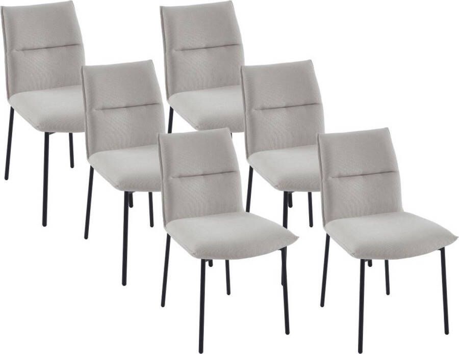 Vente-unique Set van 6 stoelen van stof en zwart metaal Crèmewit ETIVAL L 51 cm x H 85 cm x D 61 cm - Foto 1