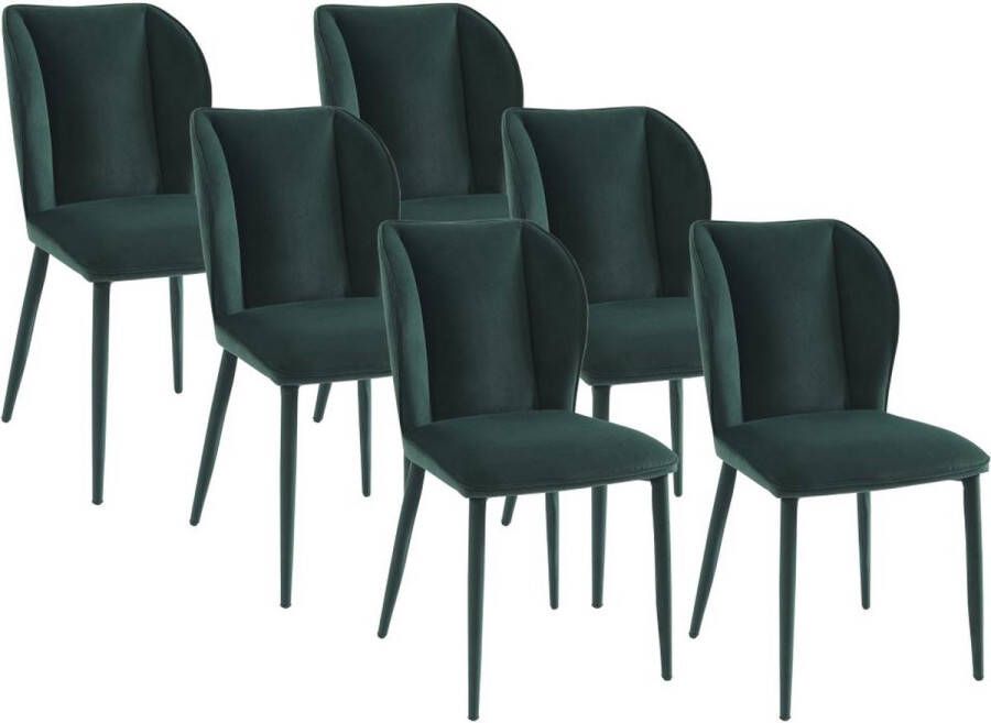 Pascal Morabito Set van 6 stoelen van velours en metaal Groen CARVENI van L 46 cm x H 89 cm x D 60 cm