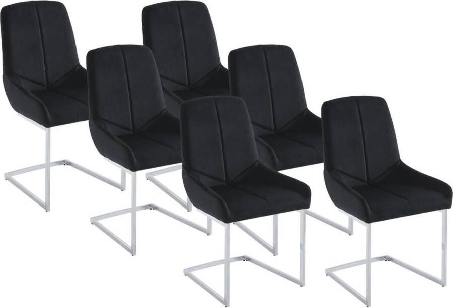 Vente-unique Set van 6 stoelen van velours en metaal Zwart BERLONA L 53 cm x H 96 cm x D 58 cm - Foto 2