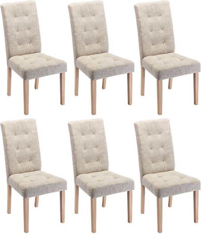 Vente-unique Set van 6 stoelen VILLOSA Stof & houten poten Beige L 48 cm x H 100 cm x D 61 cm - Foto 3