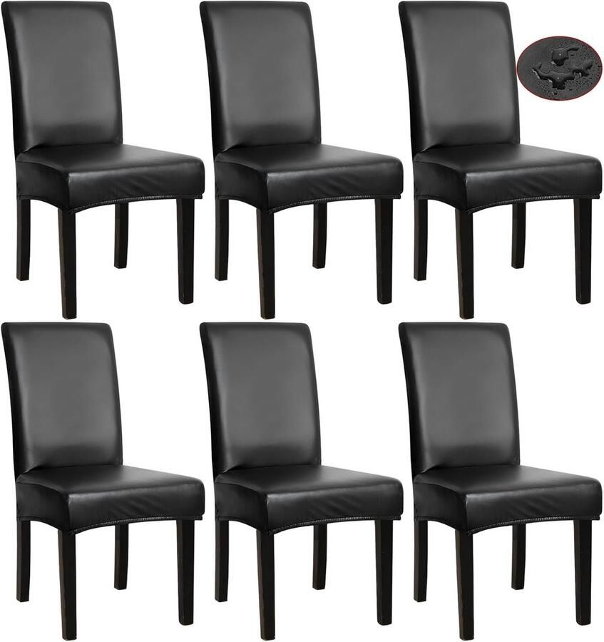 Set van 6 stoelhoezen PU-leer waterdicht en elastisch voor bruiloften bedrijven woningen keukens hotels restaurants