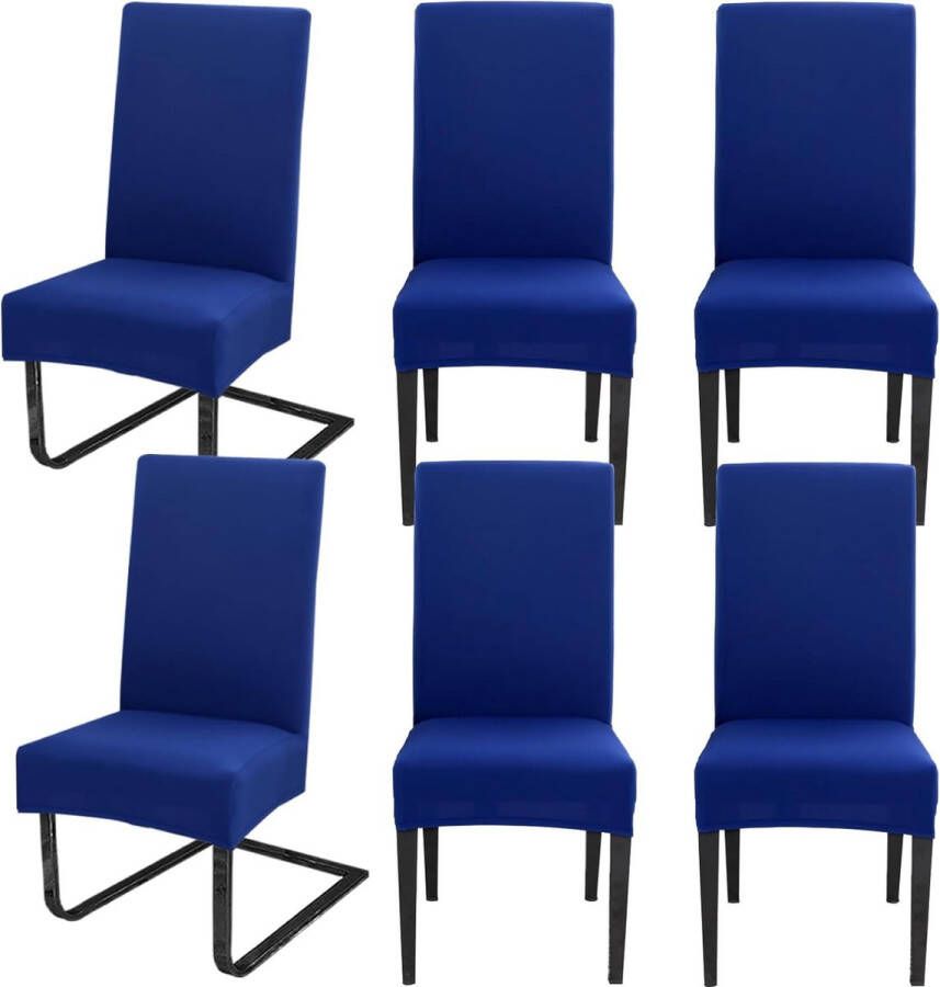 Set van 6 stoelhoezen voor schommelstoelen afneembare wasbare stoelen beschermende decoratie stretch stoelhoezen voor eetkamer bruiloft hotel keuken feestdecoratie ceremonie blauw