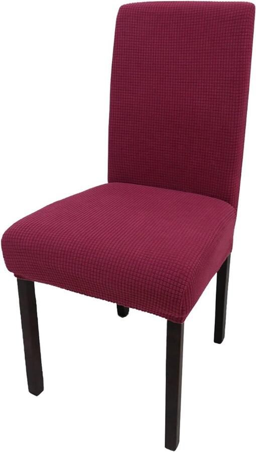 Set van 6 stretch eetkamerstoelhoezen Spandex Dining Parsons Chair Slipcover afneembare wasbare stoelbeschermer stoelbekleding voor eetkamer bruiloft banket (Wijnrood) - Foto 2