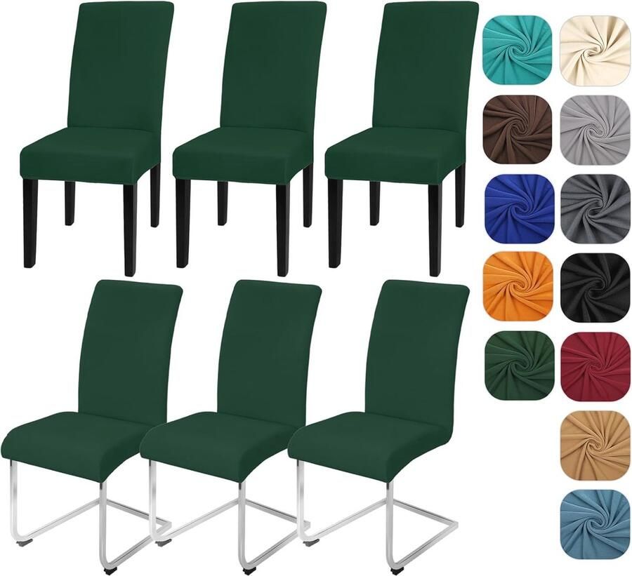 Set van 6 Stretch Stoelhoezen Afneembaar Wasbaar en Duurzaam Perfect voor Eetkamer Restaurant en Feestelijkheden Groen