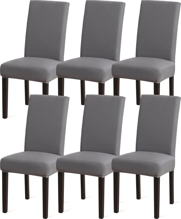 Set van 6 Stretch Stoelhoezen voor Eetkamerstoelen Wasbaar en Afneembaar