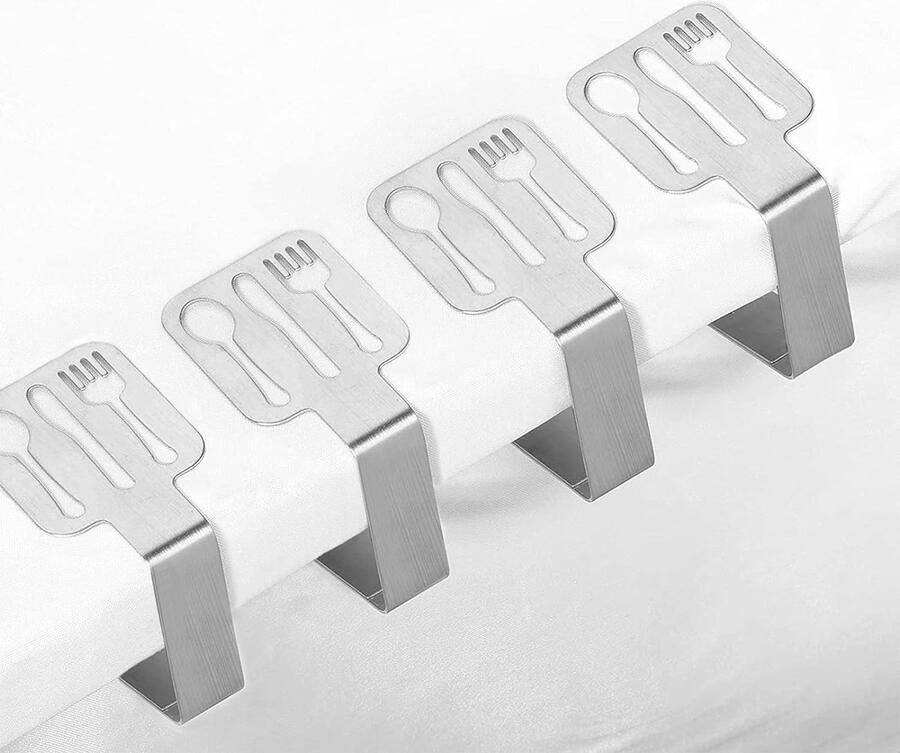 Set van 6 Tafelkleed Houders Clips RVS Tafeldoek Clip Decoratieve Tafels Cover Klemmen Metalen Tafelkleed Clip Set voor Outdoor Tafelkleed Picknic Picknicktafels Patio en Feest (Zilver)
