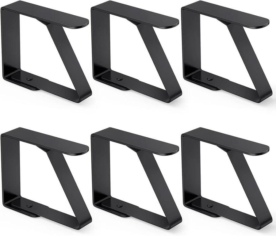 Set van 6 tafelkleedklemmen tafelkleedhouders zwart roestvrij staal 5 x 4 cm