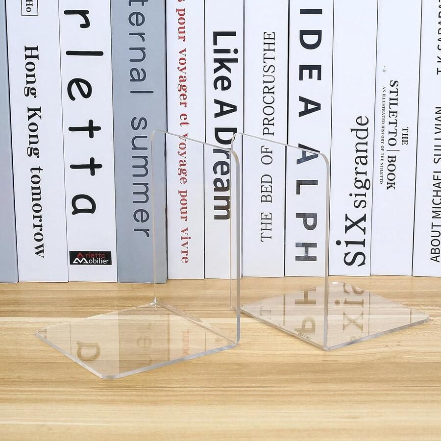 Set van 6 transparante acryl boekensteunen antislip boekenstopper voor kinderen school kantoor thuis boekenstandaard voor bibliotheek boeksteun