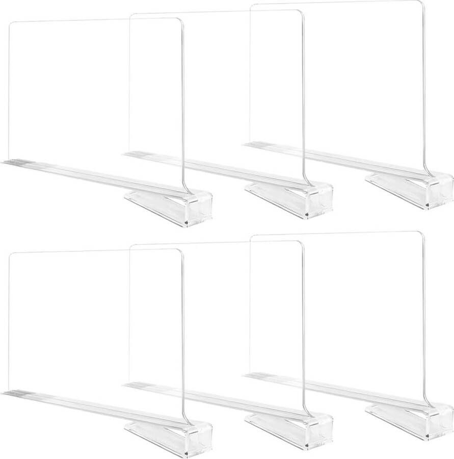 Set van 6 transparante plankverdelers acryl plankverdelers kast transparante plankverdelers voor slaapkamer keukenkasten plank opslagorganisatie