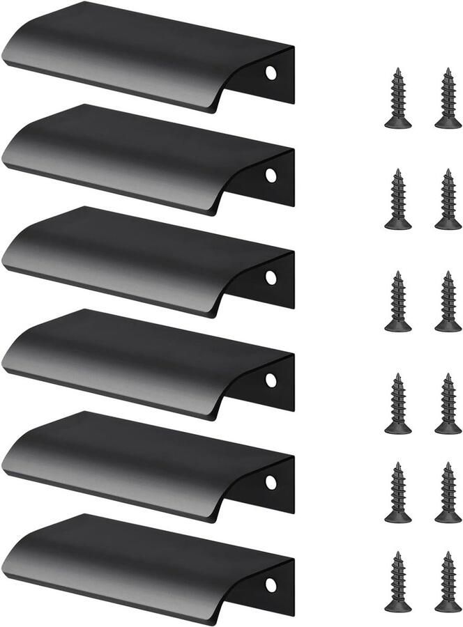 Set van 6 Verborgen Keukenhandgrepen voor Lades en Kasten Aluminium Handgrepen voor Meubels en Schoenkasten - Foto 2
